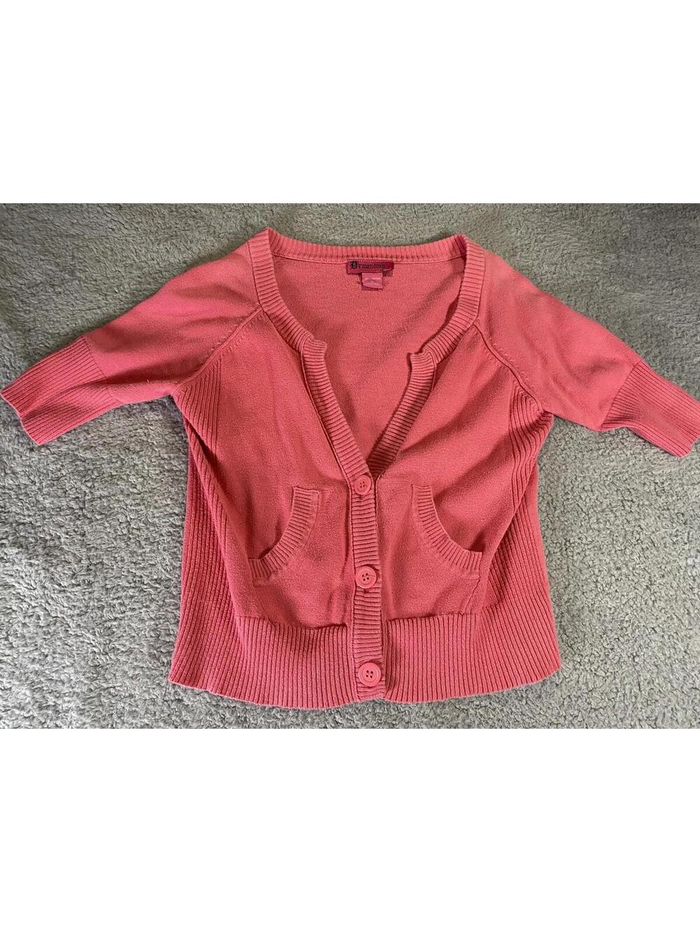 Women Large Cardigan Pink Shirt y2k cotton Demanding SayWhat